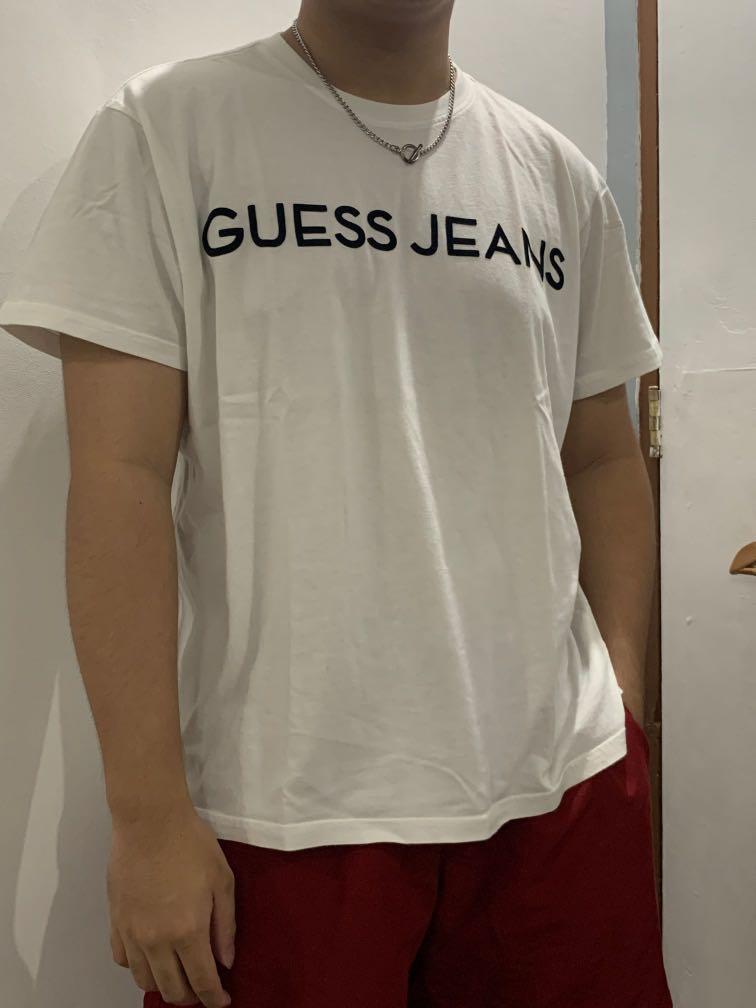Guess Jeans White Shirt, Men's Fashion 