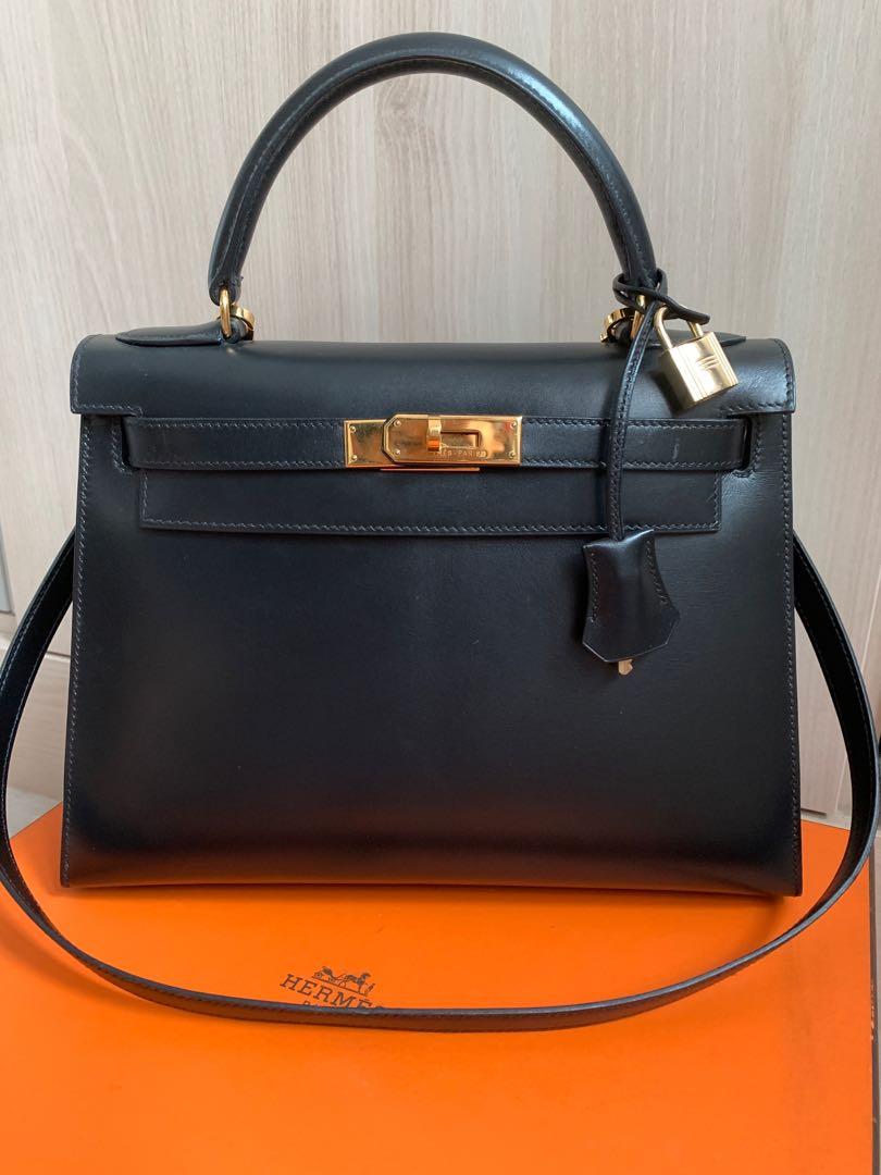 Hermes Kelly 28 Sellier Black Box Gold Hardware #C - Vendome Monte Carlo