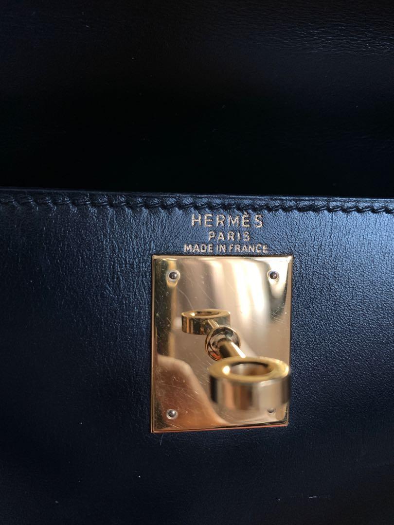 Hermes Kelly 28 Sellier Box Leather Black with Gold Hardware – Vault 55