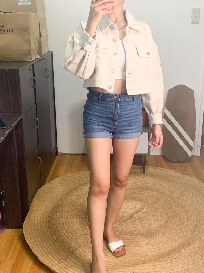 cropped twill jacket