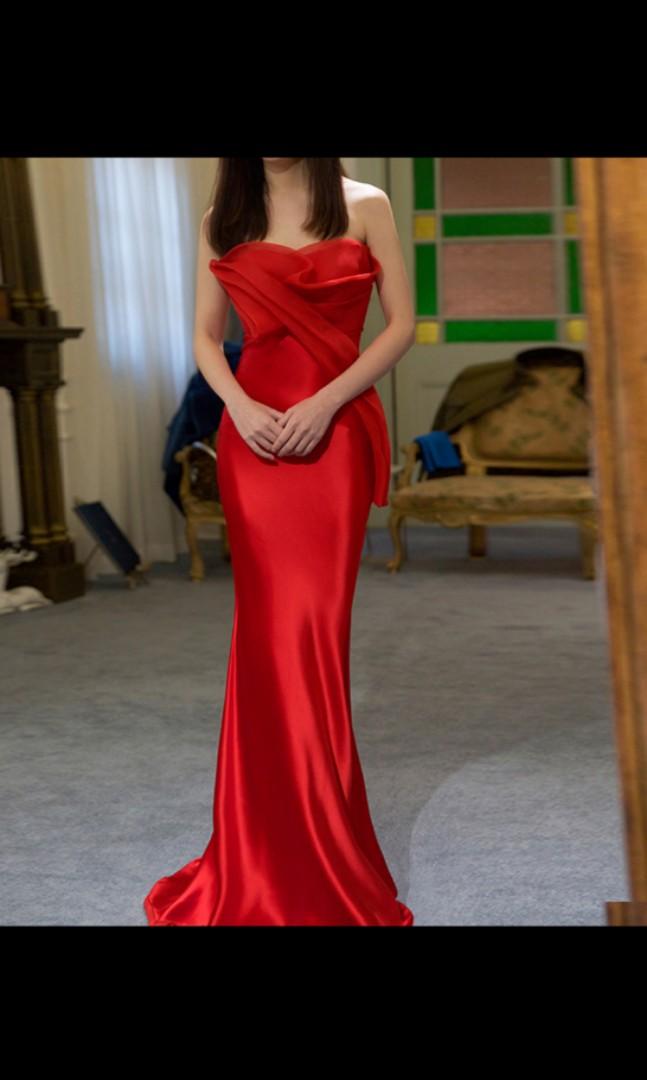 Red satin new arrivals dress canada