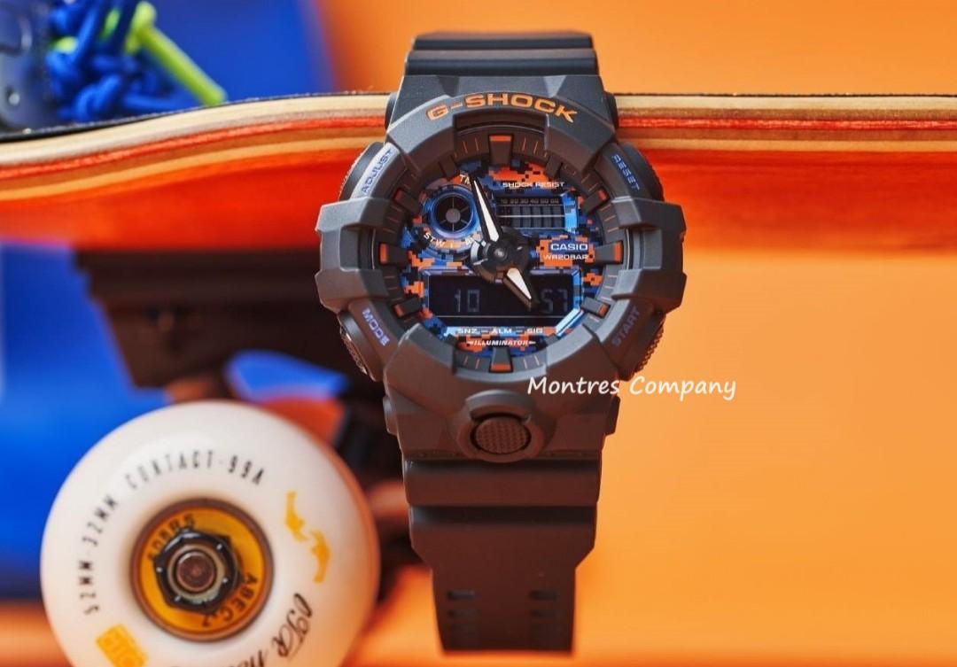 Montres Company香港註冊公司 28年老店 卡西歐casio G Shock 五年電池壽命橙藍色超大錶徑城市霓虹燈ga700 Ga700ct Ga700ct1 Ga700ct1a Ga 700 Ga 700ct Ga 700ct 1 Ga 700ct 1a 有現貨