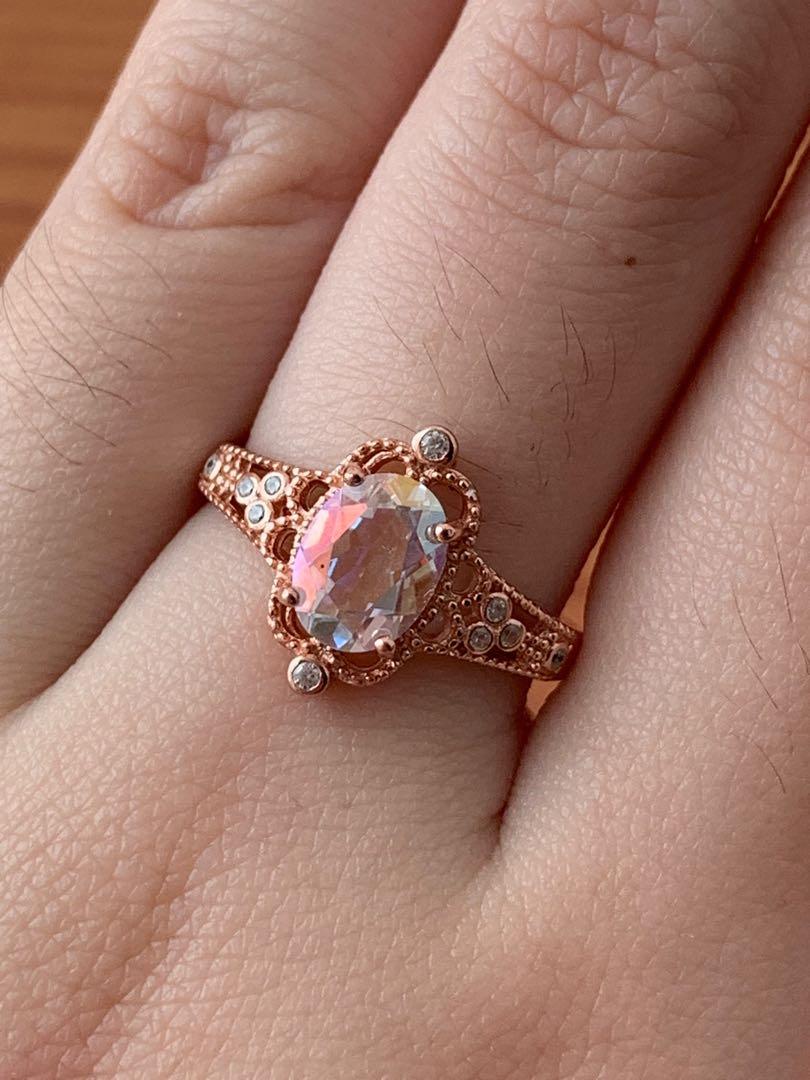 Rainbow aura clearance quartz ring
