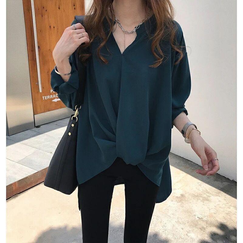 NEW DARK GREEN COLOUR BLOUSE KOREAN STYLE SOFT COOL MATERIAL