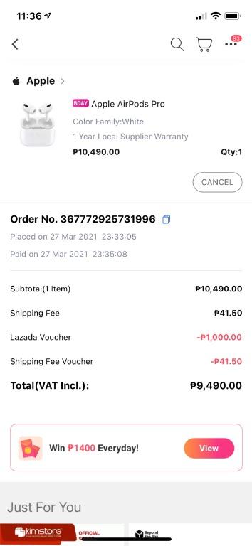 Original Apple AirPods Pro from Lazada