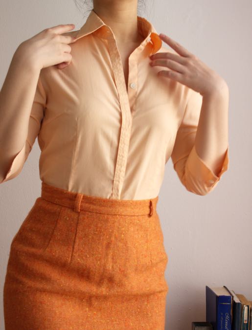 Pastel Orange Dress Shirt Women s Fashion Tops Blouses on Carousell
