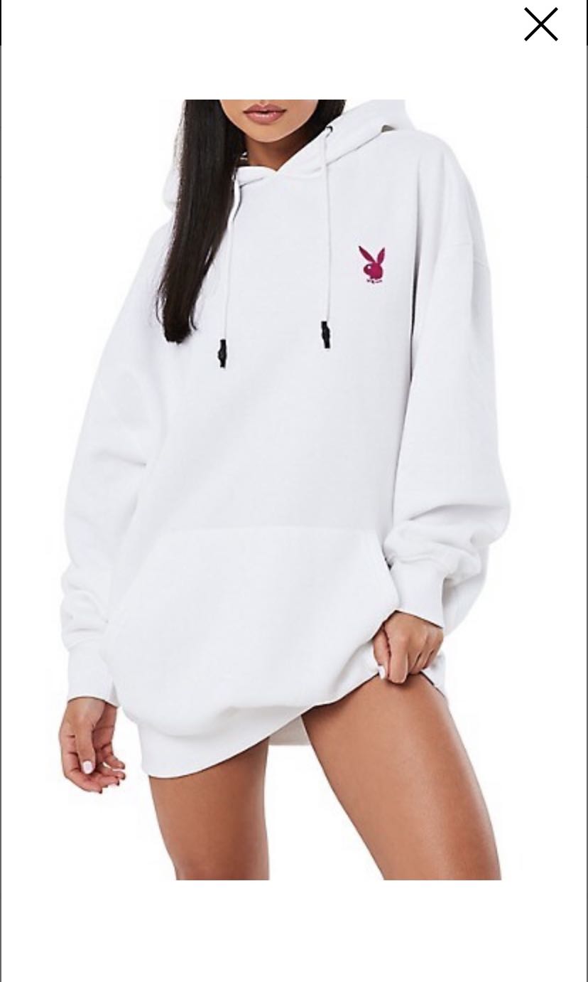 Missguided playboy hoodie white cheap