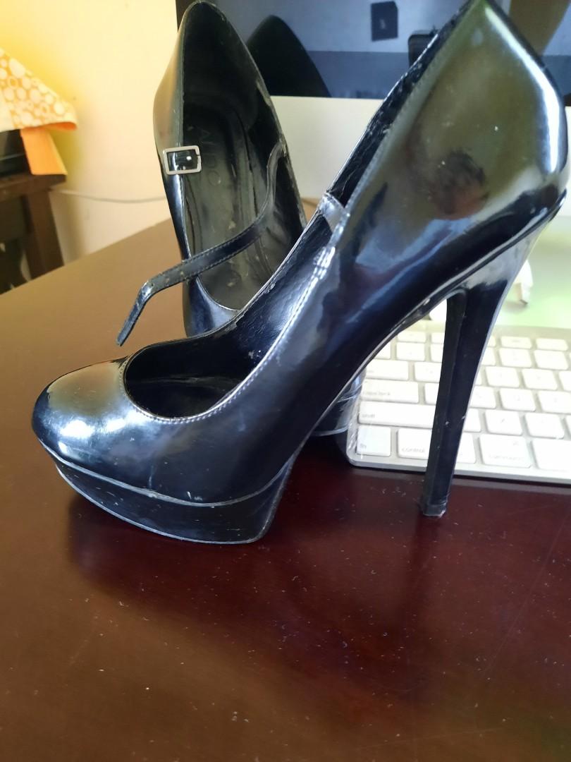 Preloved aldo shoes (Category: Heels) located in Mandaluyong City. Submitted by blueberrypatch (Listing ID 1079005705, Image 1). Description: Black high heeled aldo shoes. size 35. heels is around 4 inches.
