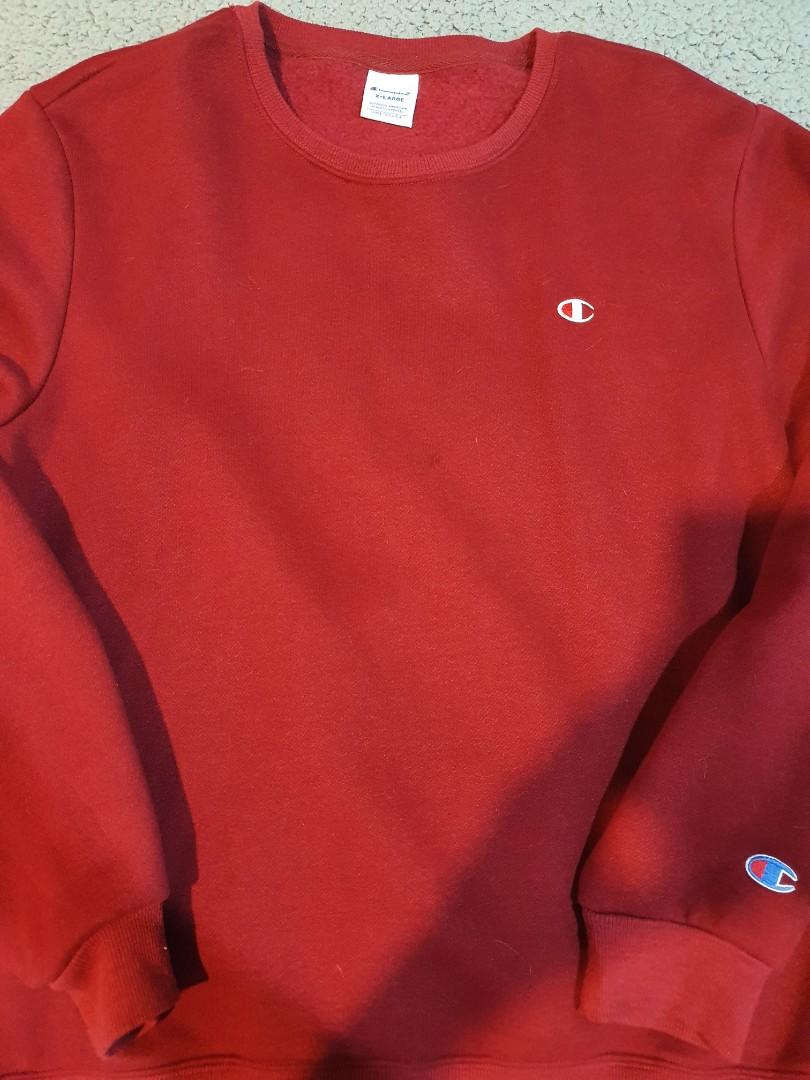 Red champion clearance sweatshirt