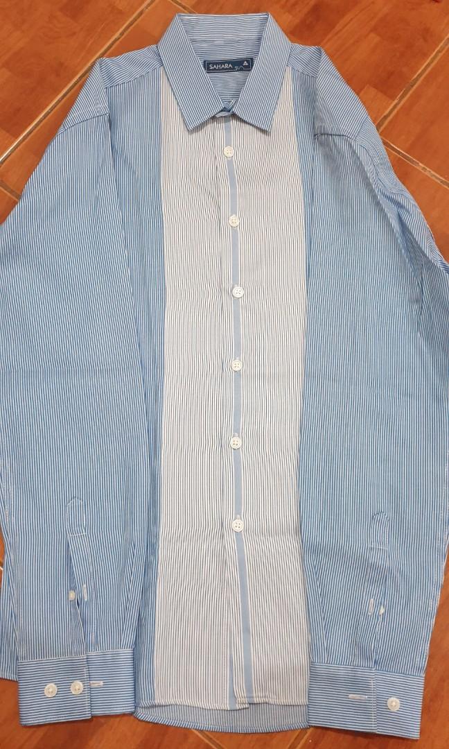 SAHARA blue stripes polo (Category: Formal Shirts) located in Manila. Submitted by cheezykz (Listing ID 1078975815, Image 1). Description: SAHARA blue stripes polo euc size medium.