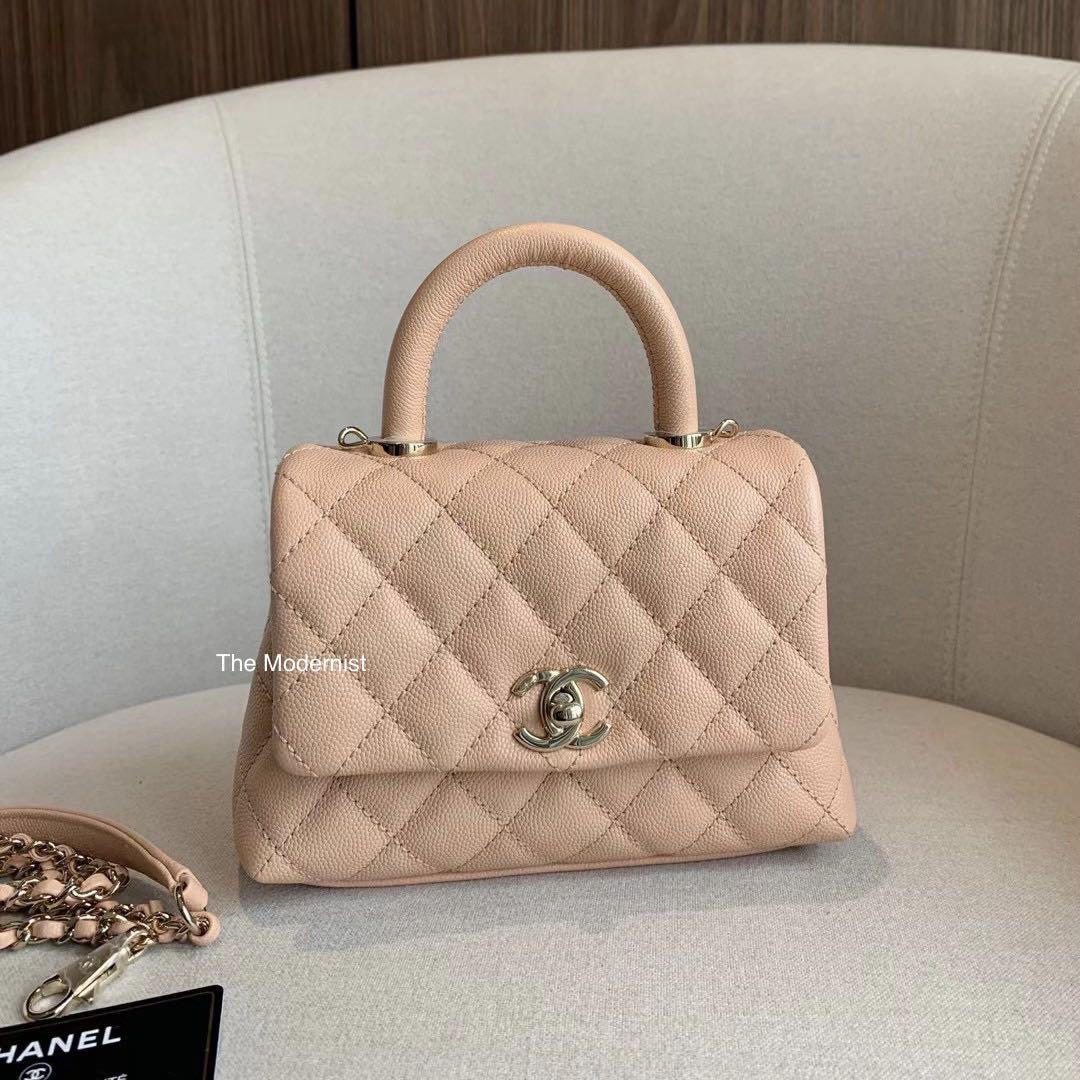 Serial 31 | Authentic Chanel Mini Coco Handle Nude Pink Caviar Gold Hardware