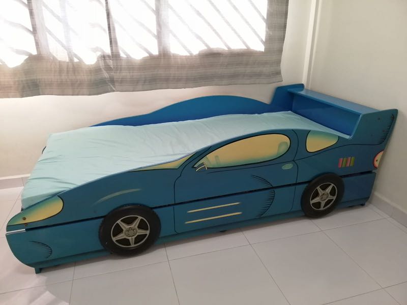 Single Bed Car Design (double mattress), Furniture & Home Living