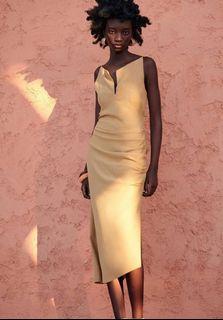 Sofia Linen Beige Backless Midi Dress
