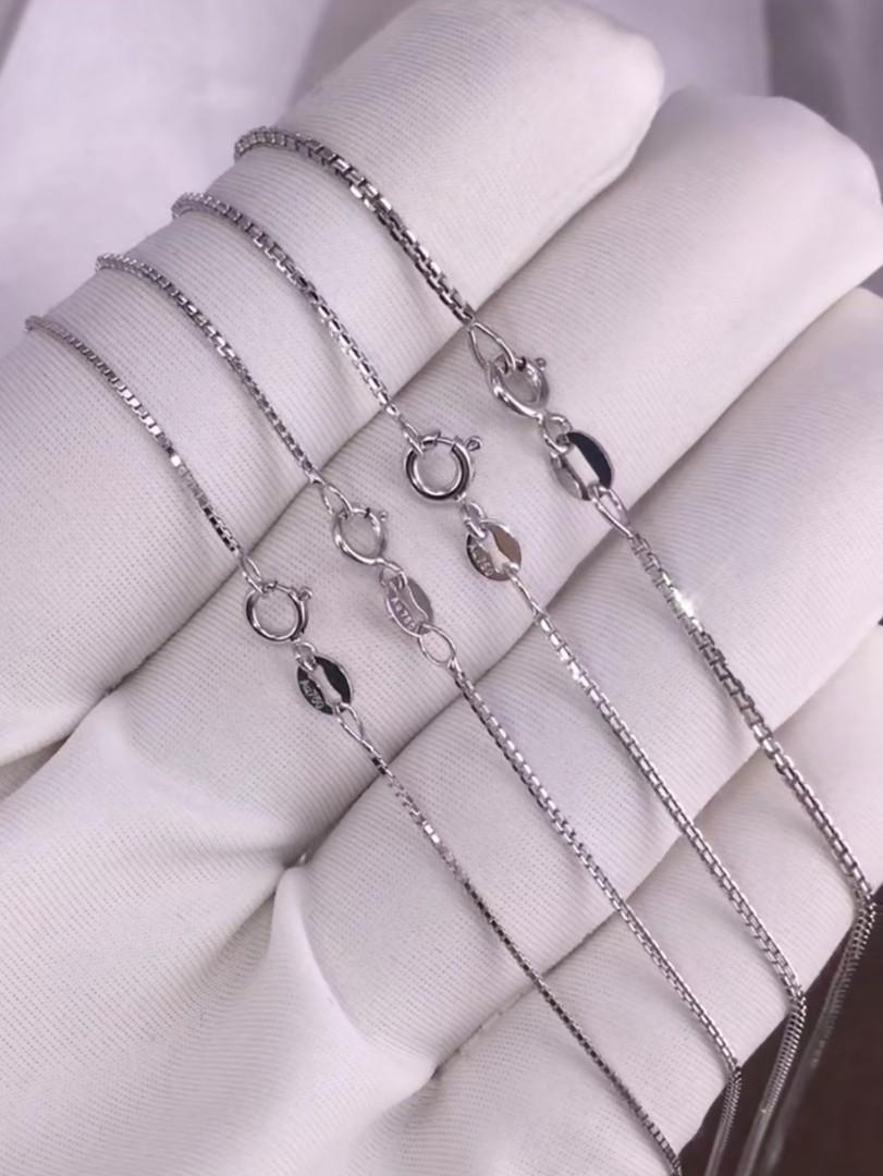 18K Gold Rose Gold White Gold Box Chain Necklace Women s Fashion