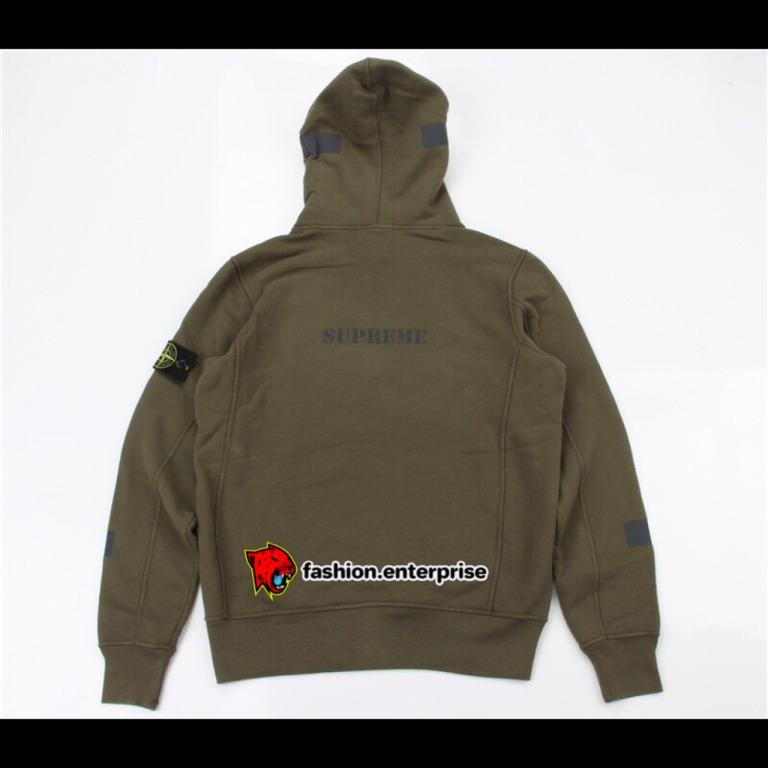 Supreme stone deals island hoodie olive