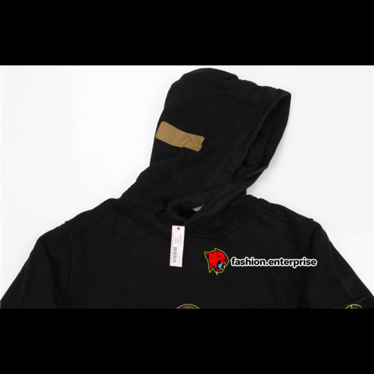 Supreme stone island hooded sweatshirt black top