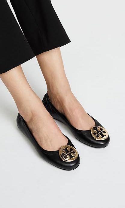 Tory burch black ballerina flats sales