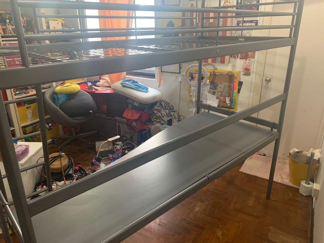 Used IKEA Loft Bed w/ Desk, Furniture & Home Living, Furniture, Bed