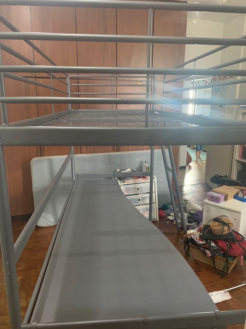 Used IKEA Loft Bed w/ Desk, Furniture & Home Living, Furniture, Bed