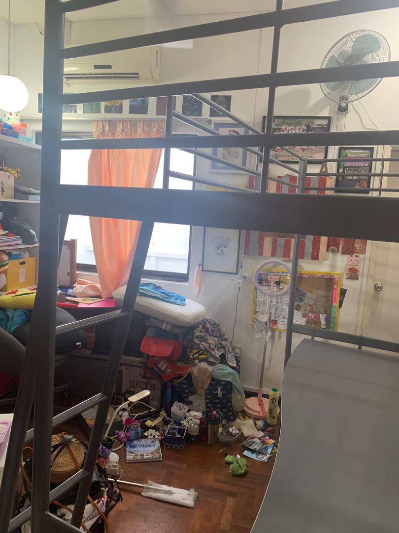 Used IKEA Loft Bed w/ Desk, Furniture & Home Living, Furniture, Bed