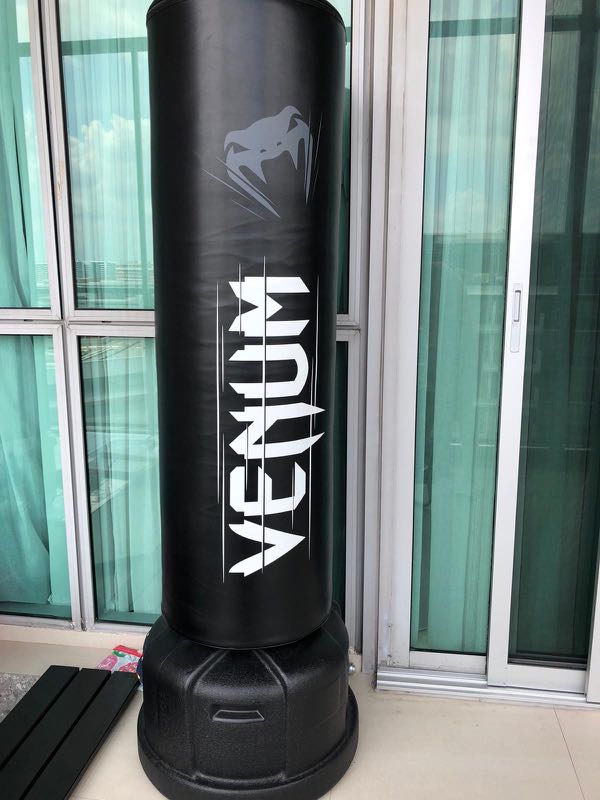 Venum Standing Punching Bag Black/White, Sports Equipment, Exercise