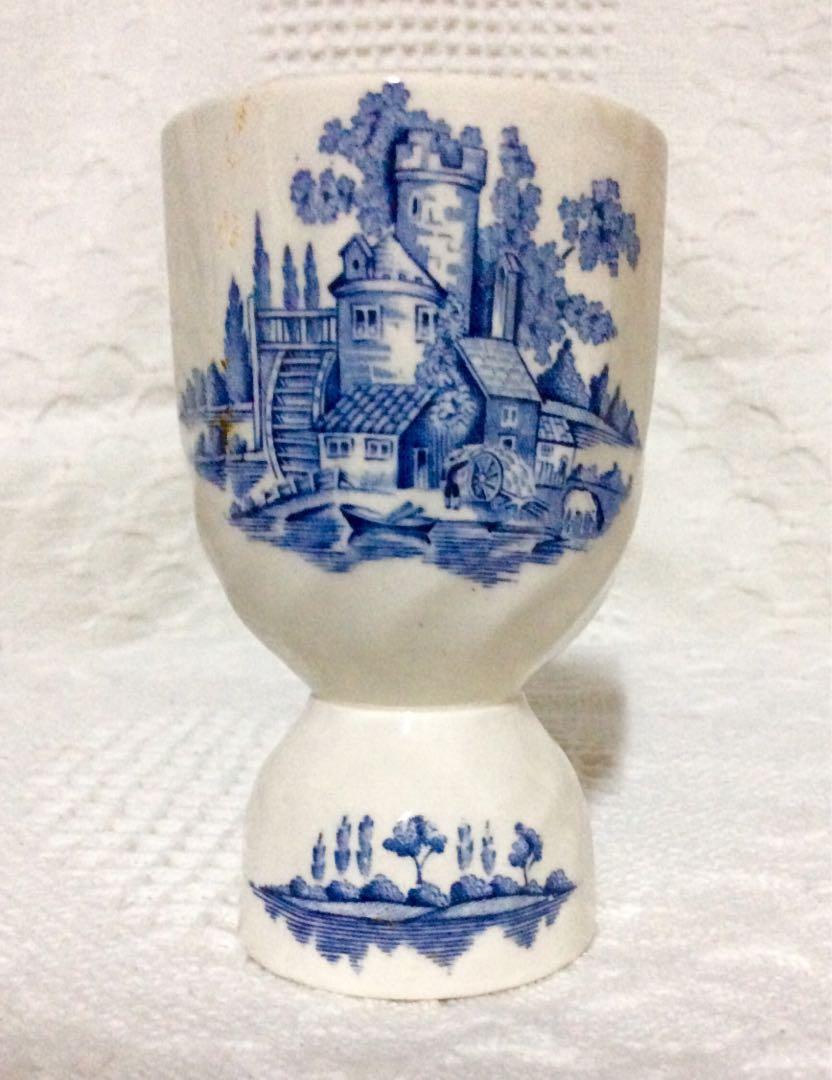 Vintage Johnson Brothers Egg Cup (Category: Other Kitchenware & Tableware) located in Paranaque City. Submitted by paw_prints9 (Listing ID 1079148884, Image 1). Description: Vintage Johnson Brothers double end two-size egg cup in The Old Mill Blue pattern Very rare item Only 1 available No chips or cracks Size: 4”.