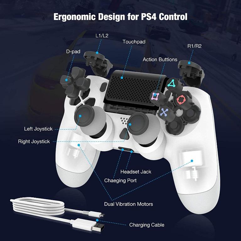 Gyro Axis MAGETHUG Game Controller for PS4,PS4 Wireless Controller with Game Joystick,Built-in 1000mAh Battery/Speaker,Dual Vibration 