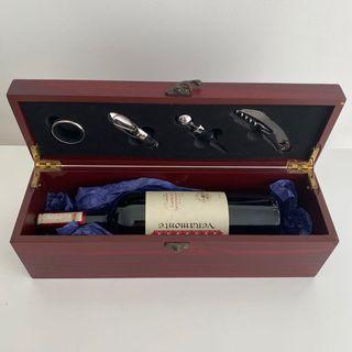 Wooden Wine Box and Tools Set