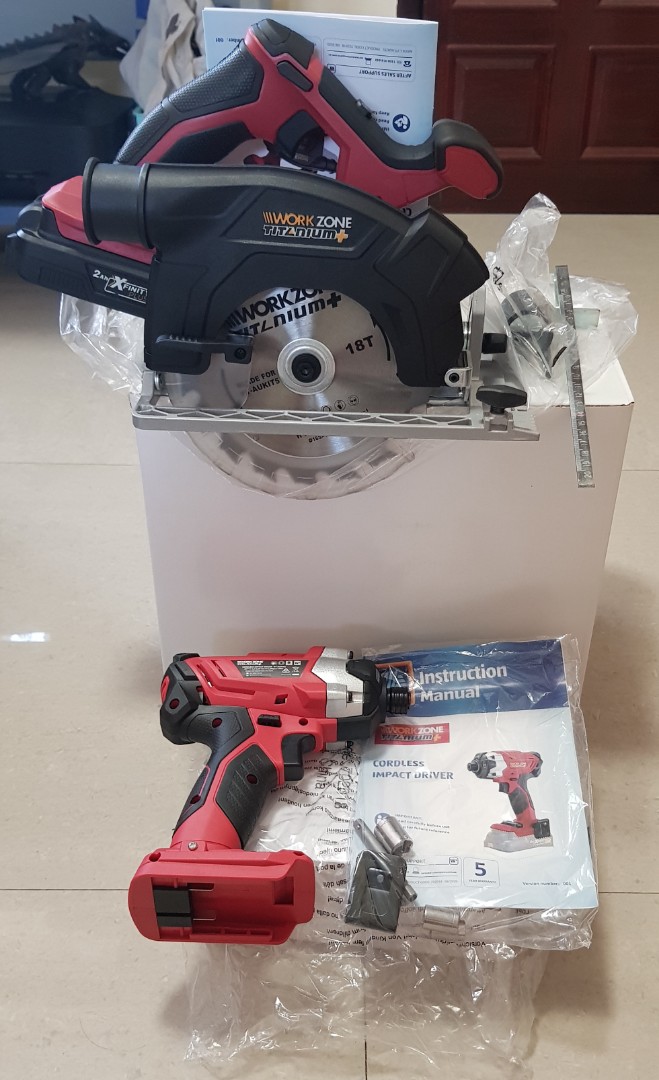 Workzone cordless impact driver and circular saw, Commercial