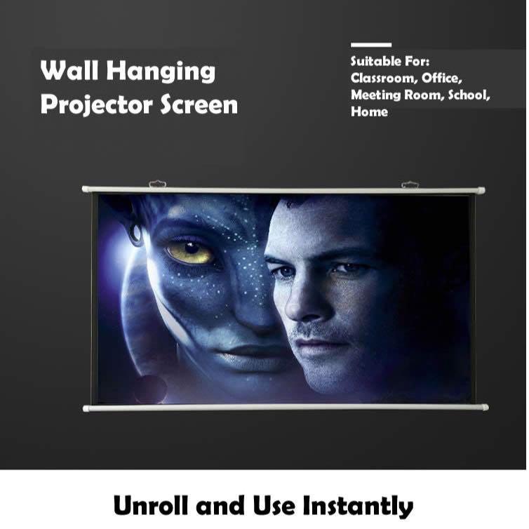 60” Wall Mount Hanging Projector Screen for movie presentation, TV