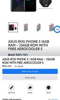 ASUS ROG PHONE 5 16GB RAM – 256GB ROM WITH FREE AEROCOOLER 5