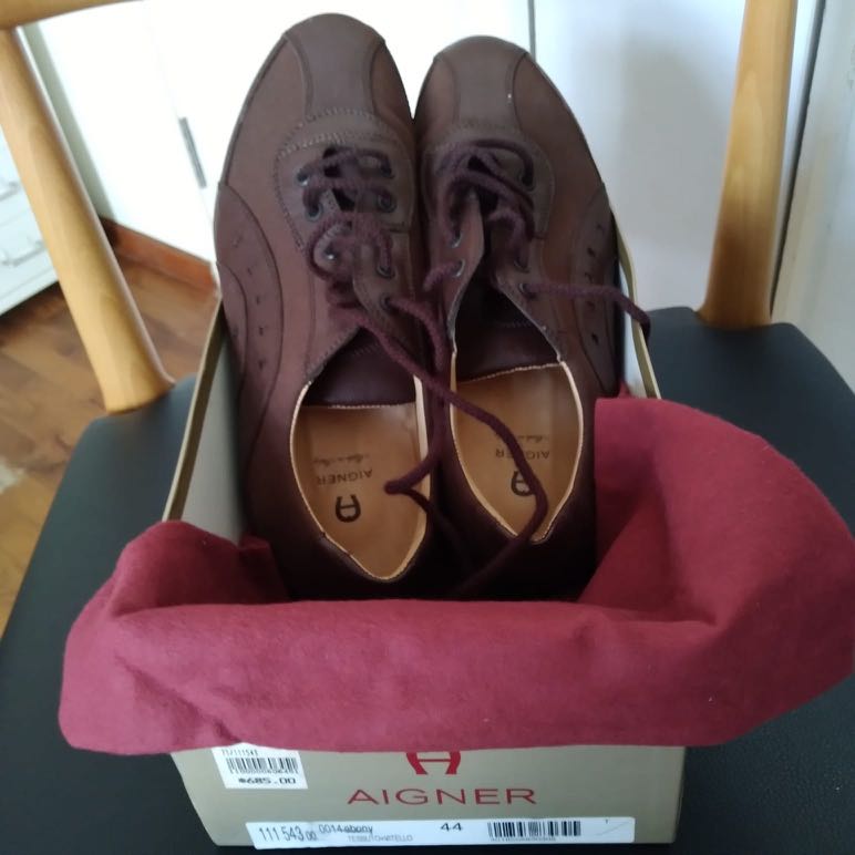 Brand New Aigner Shoes Brown Leather Luxury Sneakers