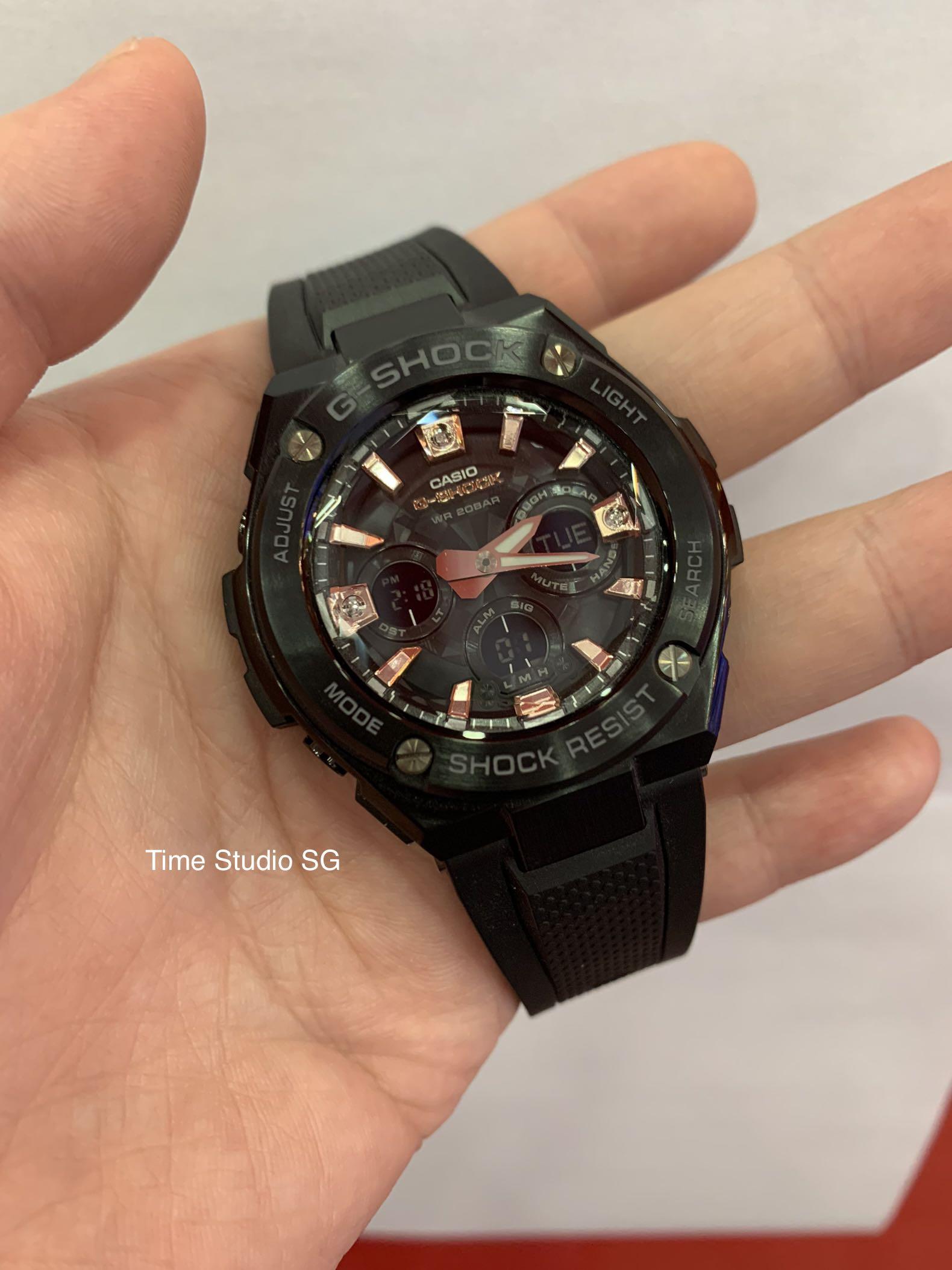 Casio Gshock Gsteel Black Rose Gold Diamond GST S310BDD 1ADR GSTS310BDD