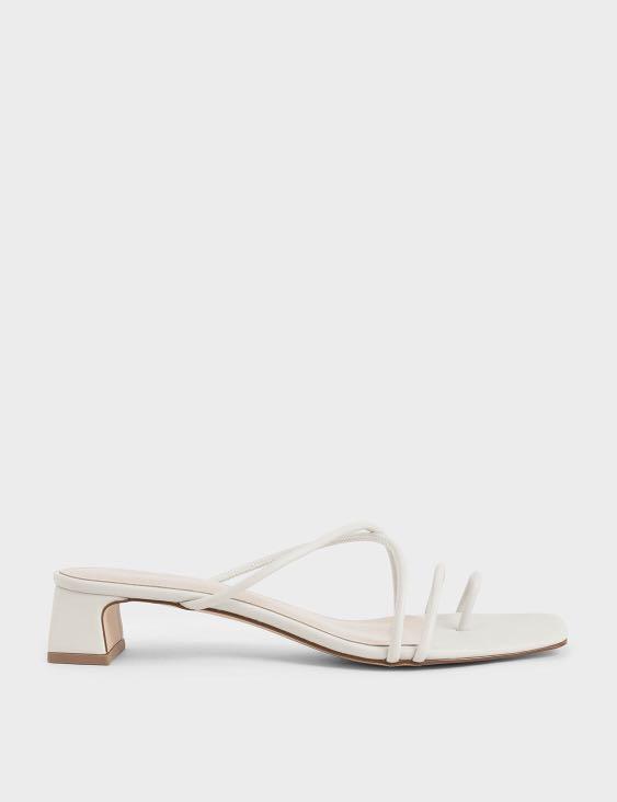 Charles u0026 Keith Strappy Toe Ring Sandals White (39), Women's Fashion,  Footwear, Heels on Carousell