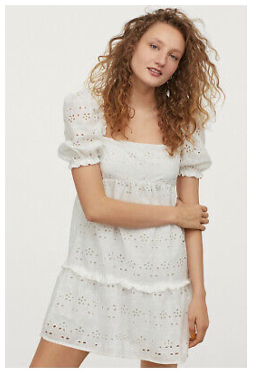 H&m white outlet broderie dress