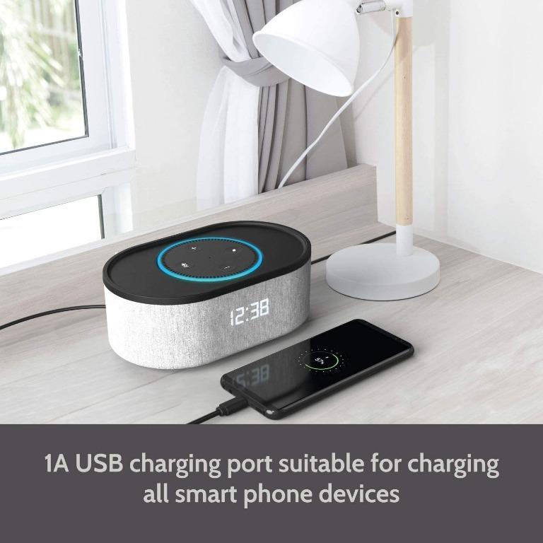 iBox Roost Bedside Speaker for Amazon Echo Dot 2nd Generation with LED Alarm Clock and USB Charging Port