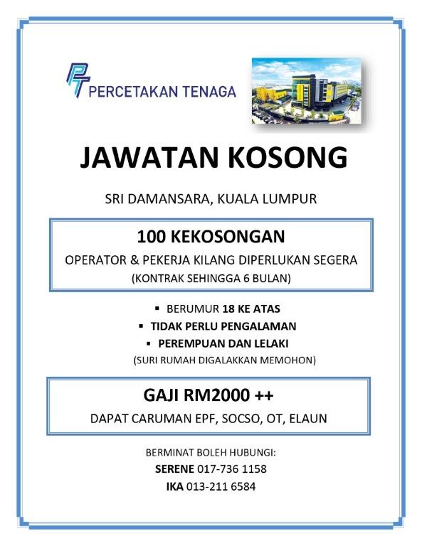 Percetakan Tenaga Sdn Bhd Career