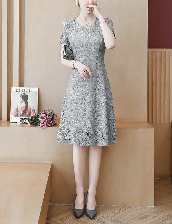 Lace Dress in Grey Colour