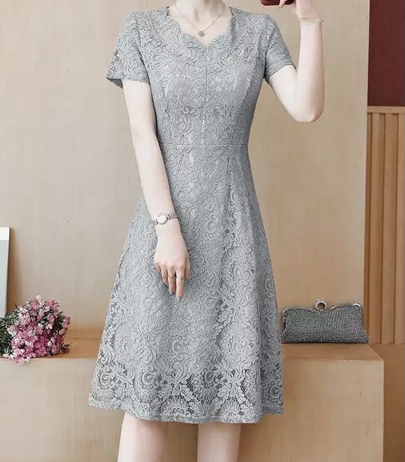 gray lace dress
