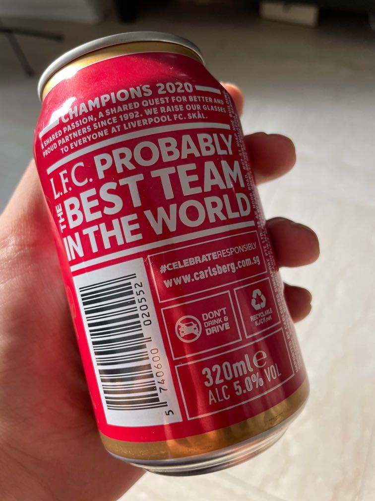 Liverpool FC Champions carlsberg beer can, Food & Drinks, Alcoholic