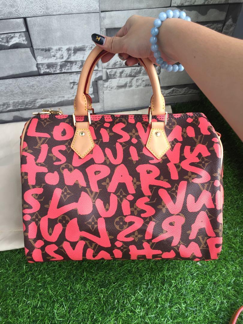LV Speedy 30 graffiti red, Luxury, Bags & Wallets on Carousell