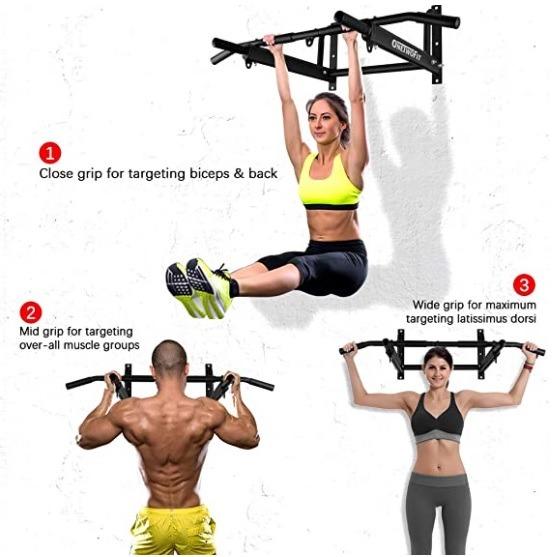 ONETWOFIT Multifunctional Wall Mounted Pull Up Bar Chin Up bar Dip Station for Indoor Home Gym Workout Power Tower Set Training Equipment Fitness Dip Stand Supports to 440 Lbs OT126 Sports Equipment E...