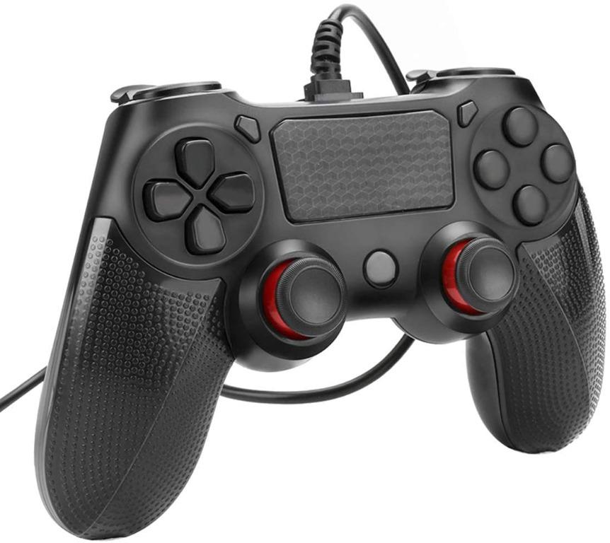 Powcan Ps4 Controller Wired Controller For Playstation 4 Dual Vibration Shock Joystick Gamepad For Ps4 Ps4 Slim Ps4 Pro And Pc Windows 7 8 10 With 2m Long Usb Cable Red Video Gaming Video Games