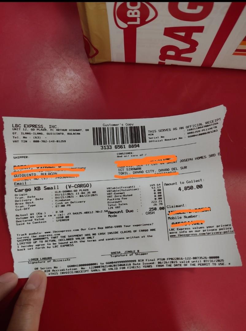 Proof of transaction bound to davao (Category: Voice Recorders) located in Bulacan. Submitted by jhing0410 (Listing ID 1082829718, Image 2). Description: bound to davao thank you lord...