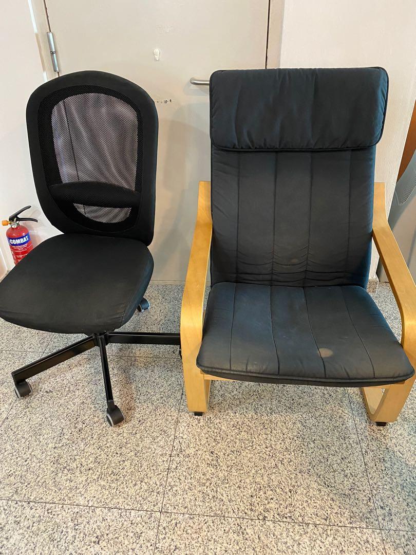 Set of two IKEA Poang Armchair and Flintan office chair