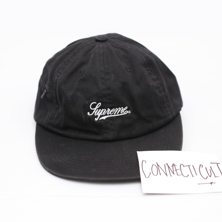 SUPREME Cap Script Logo 6 Panel Zipper Hat, Men's Fashion, Watches