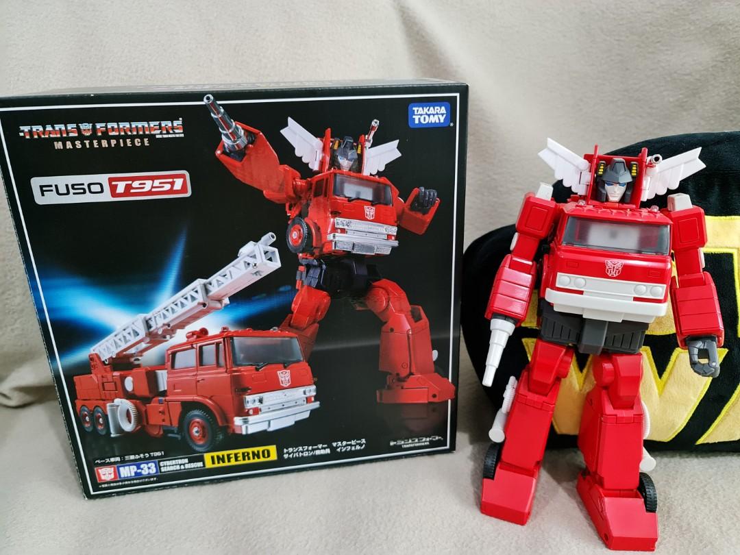 Takara Tomy Transformers Masterpiece Mp 33 Inferno With Mini Optimus Prime Figure Back In Box Good Condition Hobbies Toys Toys Games On Carousell