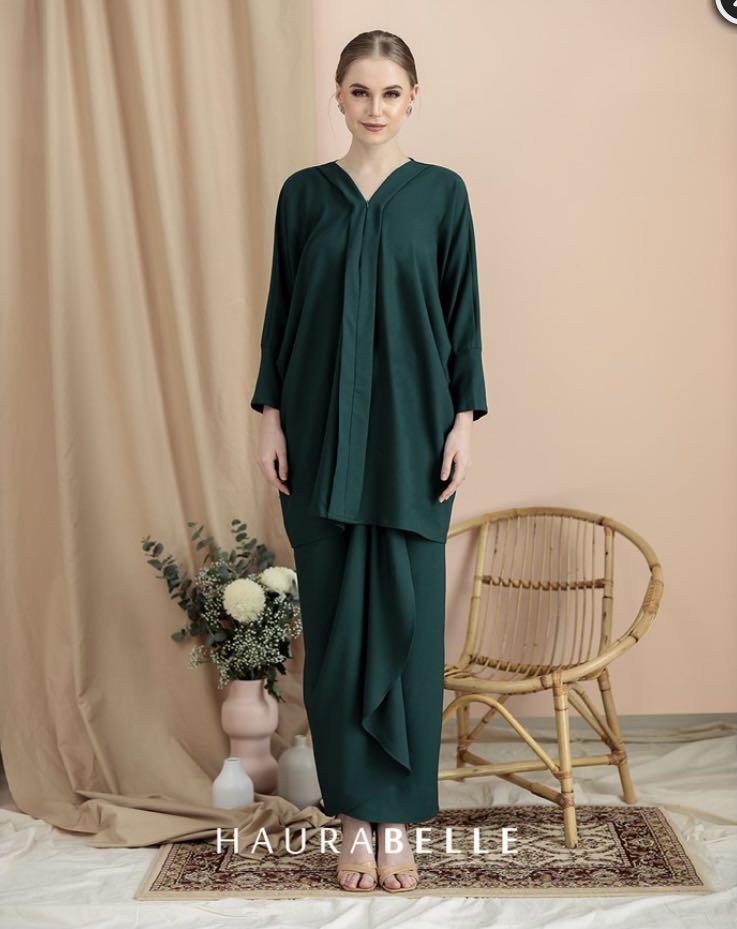WTS HAURABELLE NONA KAFTAN EMERALD GREEN, Women's Fashion, Dresses u0026 Sets,  Traditional u0026 Ethnic wear on Carousell