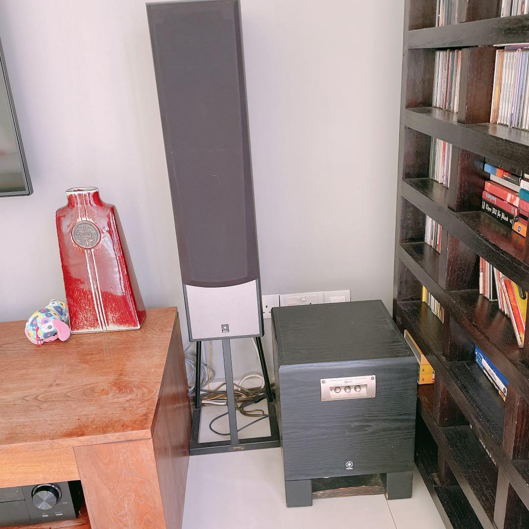 Yamaha subwoofer and speakers sound system (with standing speakers