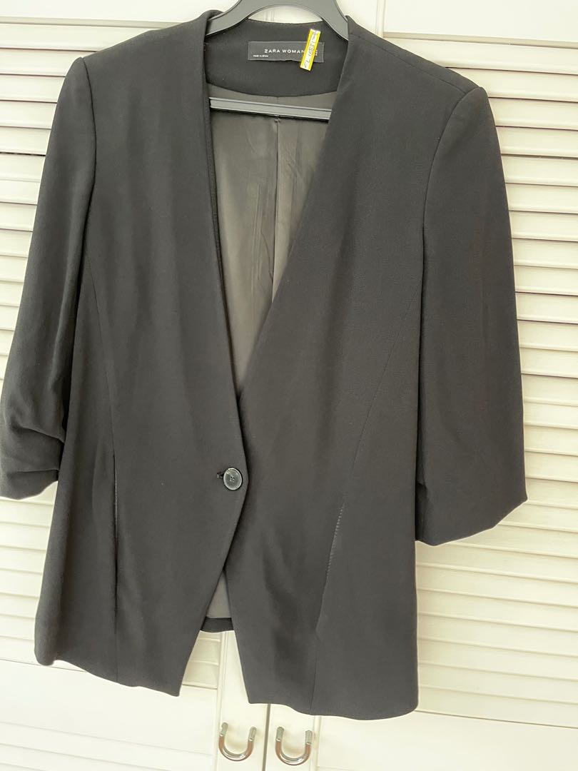 Zara ruched sleeve blazer Clearance